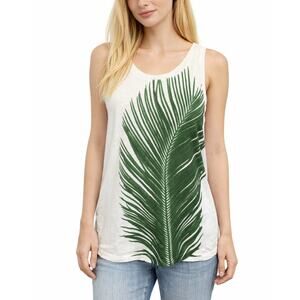 J. Crew Palm Leaf Collector Tank Top Cotton Ivory Palm G3980 Size M